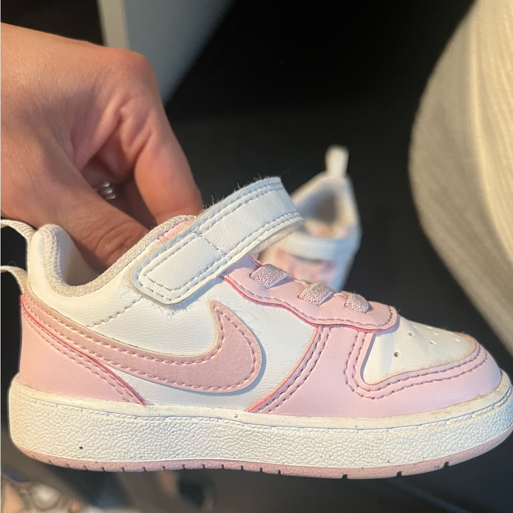Nike Kids court borough low recraft Pink and White Sneakers toddler size 6